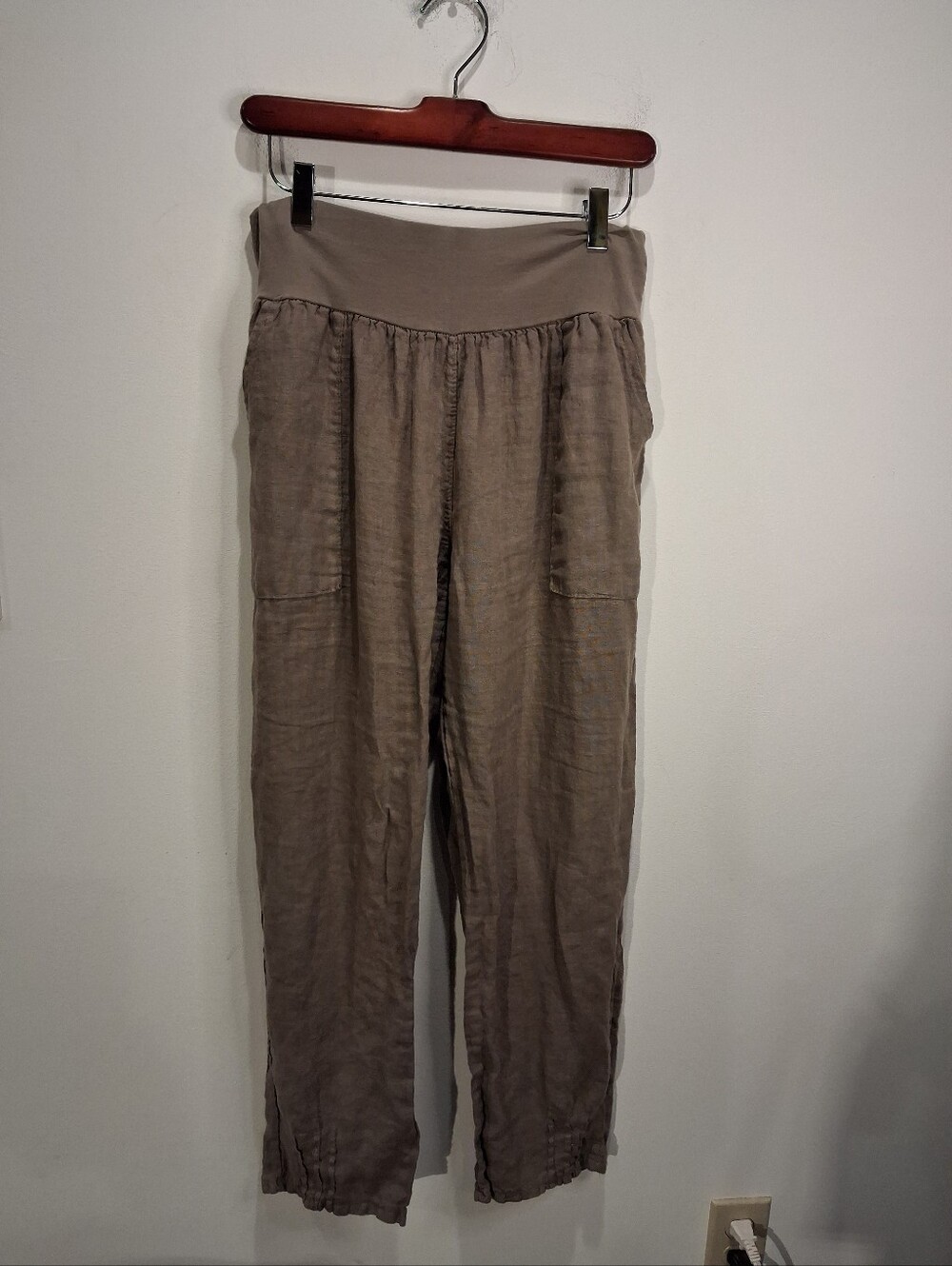 Bottega Moda Size 10 Boho Comfort Linen Pull On Pants - Picture 1 of 5